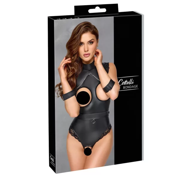 Cottelli Bondage - Åpen bryst-bodysuit (svart)