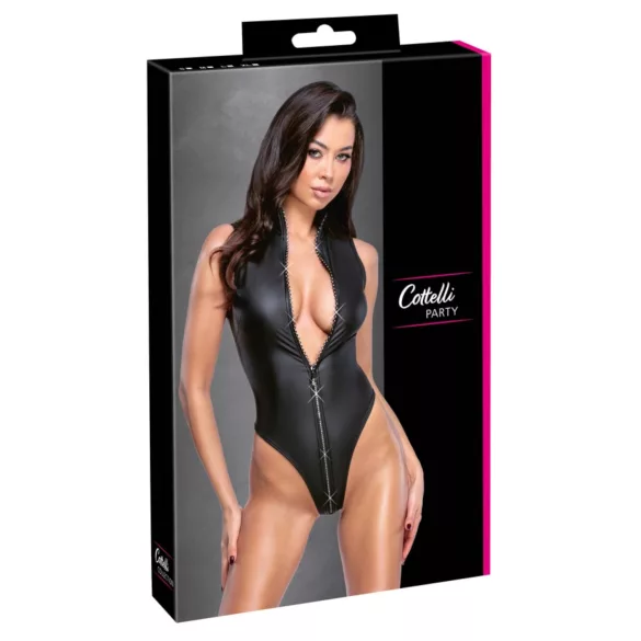 Cottelli - skinnende effekt body (svart) - M