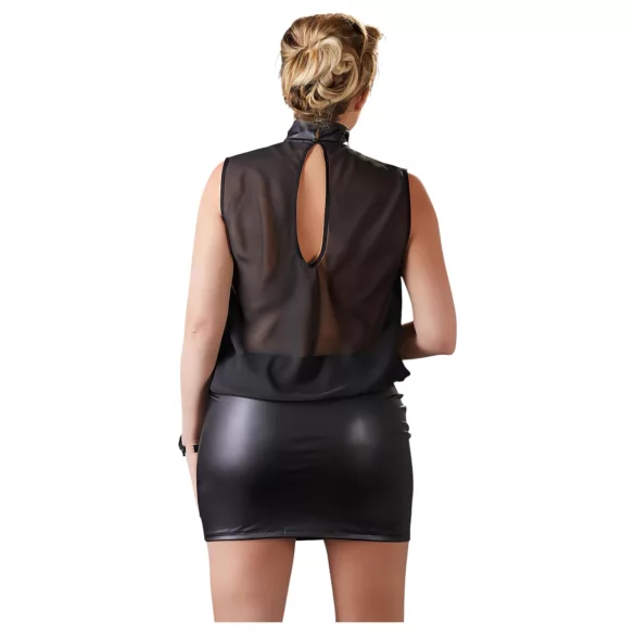 Cottelli Plus Size - skinnende chiffongkjole (svart)