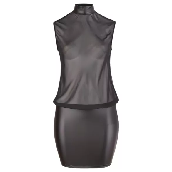Cottelli Plus Size - skinnende chiffongkjole (svart)