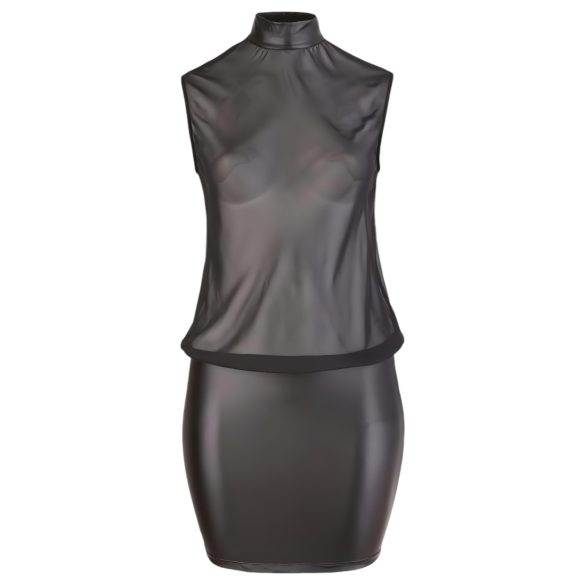 Cottelli Plus Size - skinnende chiffongkjole (svart) - 3XL