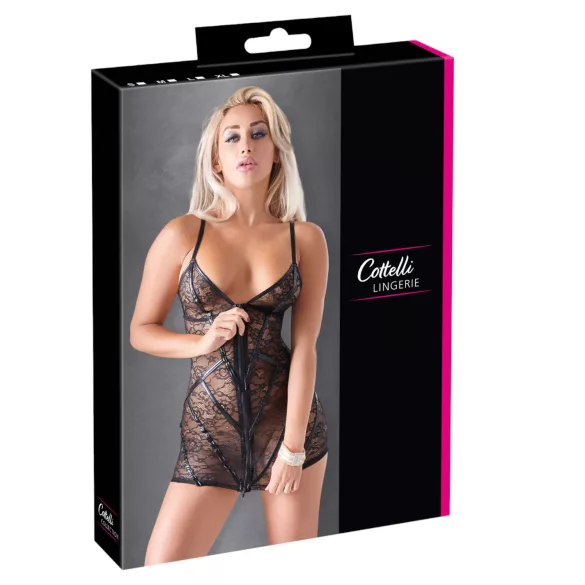 Cottelli - skinnende stripete blondekjole (svart)