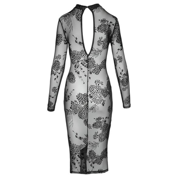 Noir - Gjennomsiktig, blomstrete, langermet kjole (svart)