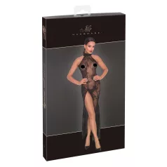 Noir - gjennomsiktig, blomstrete, lang kjole (svart) - M