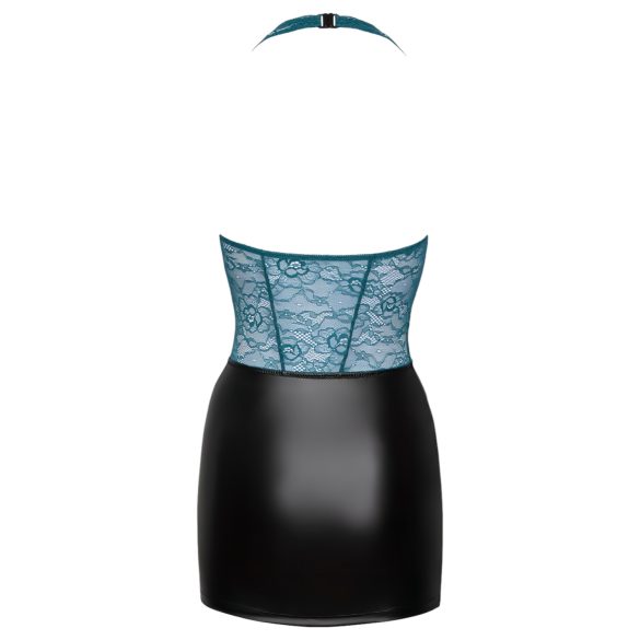 Cottelli - Glansfull og blondesnøring kjole (svart-grønn) - M