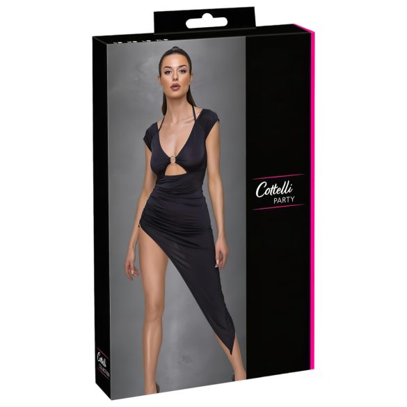 Cottelli Party - asymmetrisk, ringdetaljer kjole (svart) - L