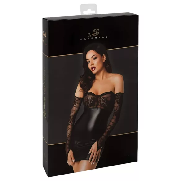 Noir - glitrende kjole med blondeinnlegg (svart)