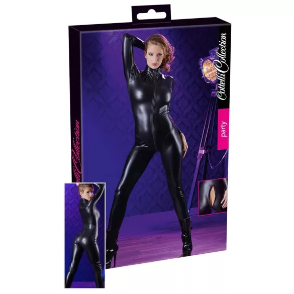 Cottelli - skinnende langermet festdress (svart) - M