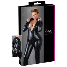   Cottelli Plus Size - skinnende langermet festdrakt (svart) - 4XL