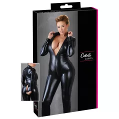   Cottelli Plus Size - skinnende langermet festdrakt (svart) - 4XL