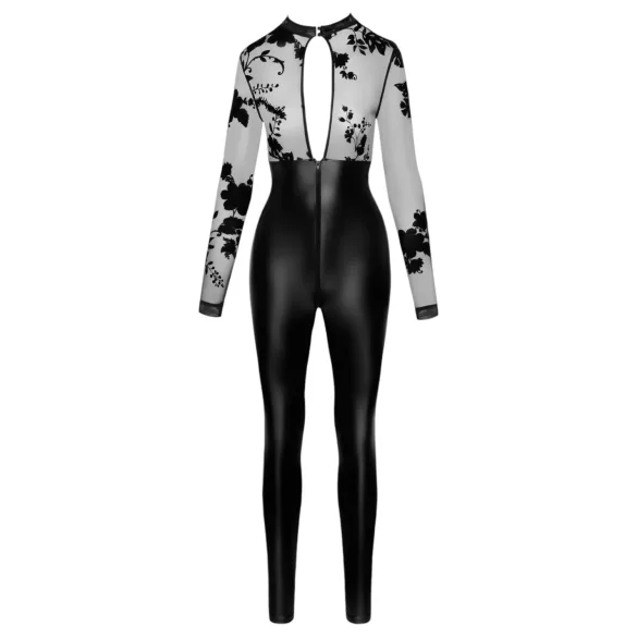 Noir - jumpsuit med blondeoverdel (svart) - M