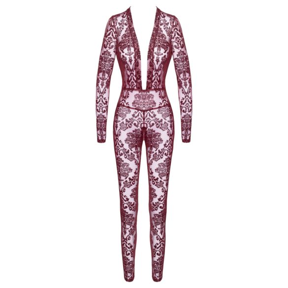 Noir Kink Royal - gjennomsiktig catsuit (rød) - M