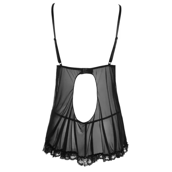 Cottelli - Lang, fristende babydoll (svart) - XXL