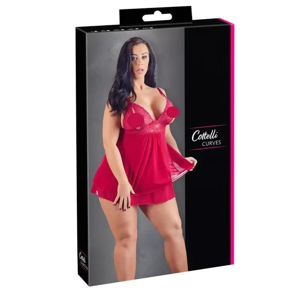 Cottelli Plus Size - Blonde babydoll, lett og luftig (rød) - 2XL