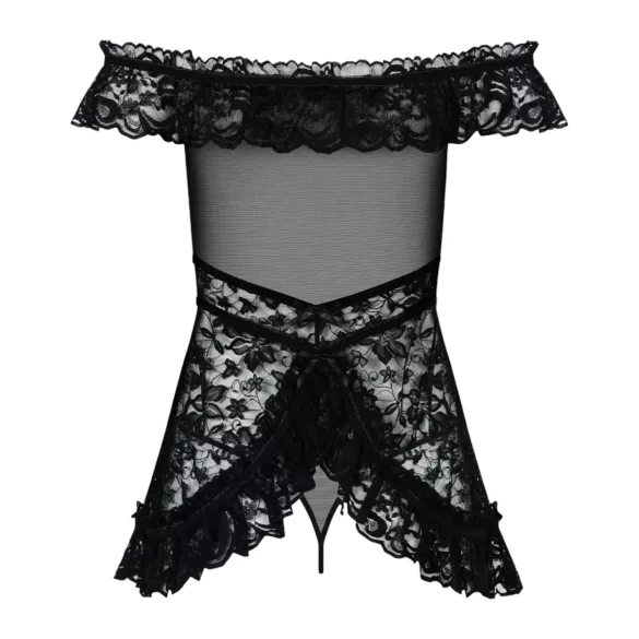 Obsessive Flores - Flørtende Babydoll og Tanga (Svart) - L/XL