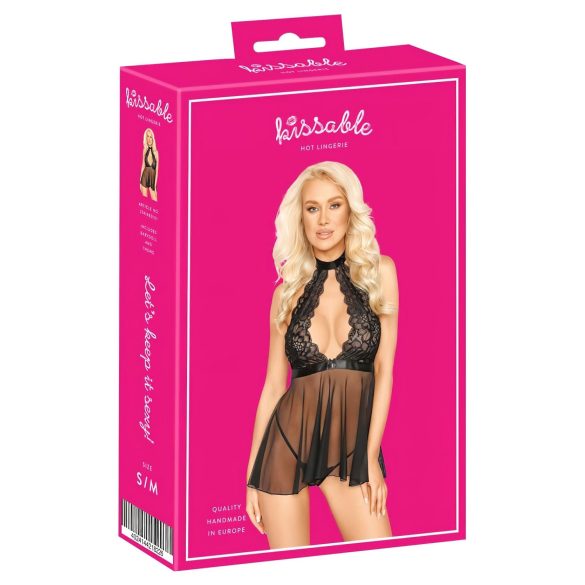 Kyssbar - halterneck blonder babydoll (svart) - L/XL