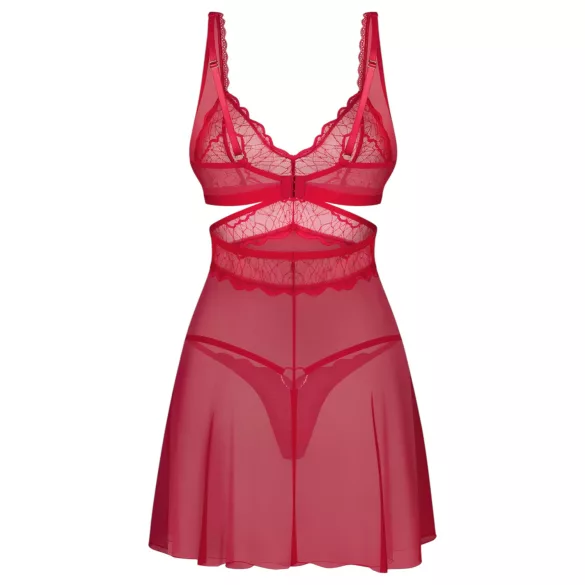 Obsessive Cupide Desir - gjennomsiktig blonde nattkjolesett (rød) - L/XL