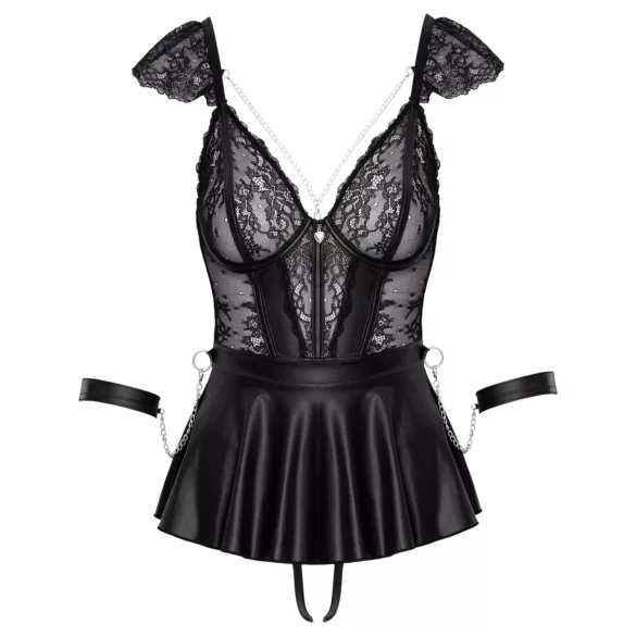 Cottelli Bondage - blondeminikjole med håndjern (svart) - L