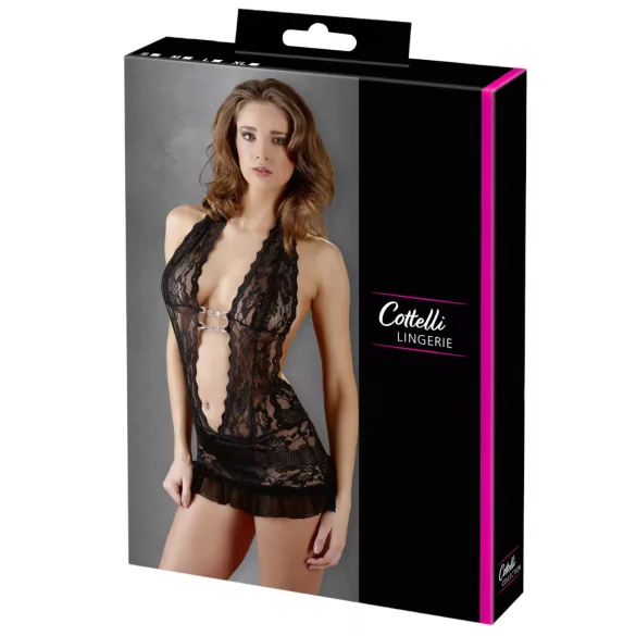 Cottelli - Halsbåndspyntet blonde-minikjole (svart) - M