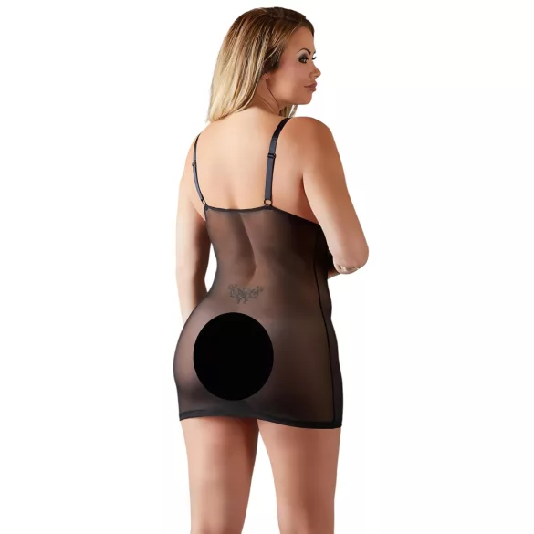 Cottelli Plus Size - blondetransparent nattkjole (svart)