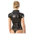 Latex kortermet, figursydd dameoverdel med glidelås (svart)