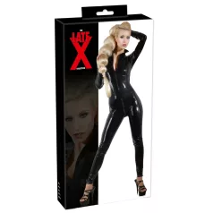 Latex heldress for dame med lange ermer (svart) - XL