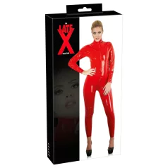 Latex dameoverall med lange ermer (rød) - S