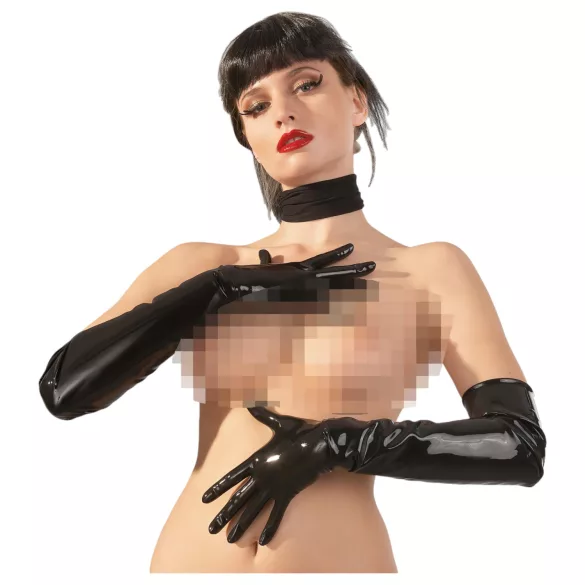 Latex lang, unisex hanske (svart)