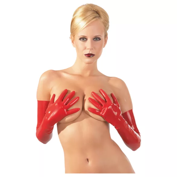 Latex lang, unisex hanske (rød) - L