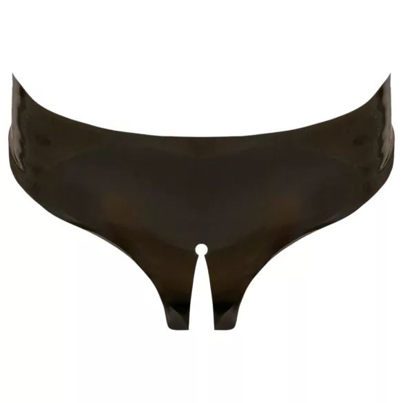 Latex truse med åpen skritt hele veien (svart, S-L)