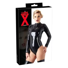 Latex damebody med lange ermer (svart) - M