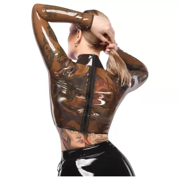 Late X gjennomsiktig latextopp (gjennomsiktig svart) - M