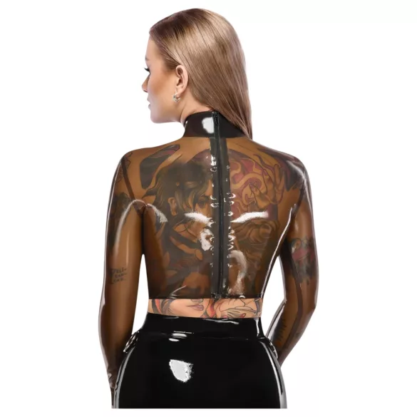 Late X gjennomsiktig latextopp (gjennomsiktig svart) - M