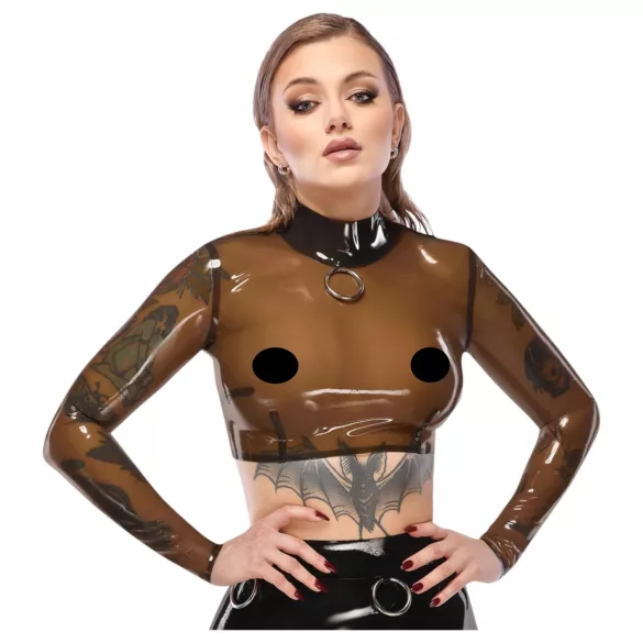 Late X gjennomsiktig latextopp (gjennomsiktig svart) - M
