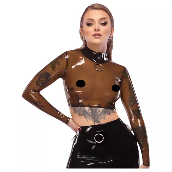 Late X gjennomsiktig latextopp (gjennomsiktig svart) - L