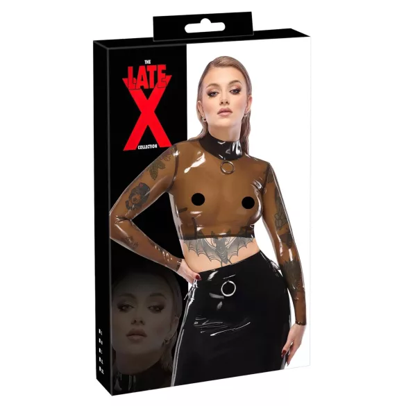 Late X gjennomsiktig latextopp (gjennomsiktig svart) - L