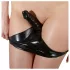 Latex dametruse med innebygd dildo (svart) - L