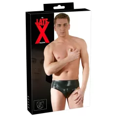   Latex herretruse med innvendig penis og analdildo (svart) - L