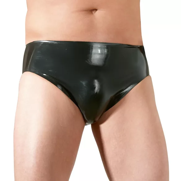 Latex herretruse med innvendig penis og analdildo (svart) - L