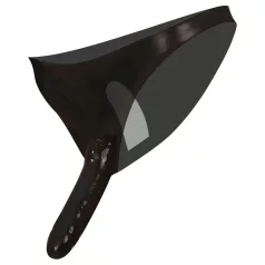 Latex svart truse med ytre og indre dildo (S-L)