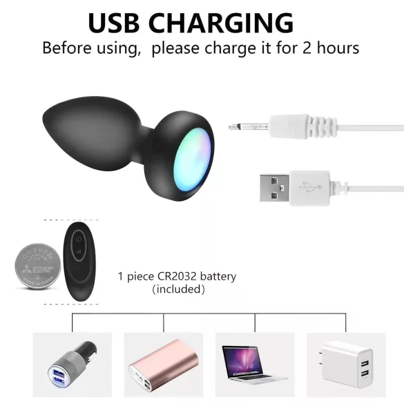 Mrow - lysende, radiostyrt analvibrator (svart)