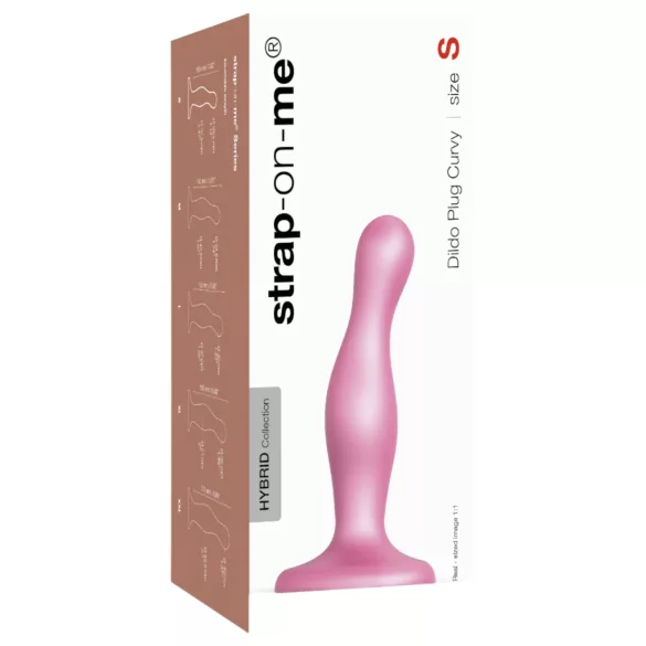 Strap-on-me Curvy S - bølget dildo med sugekopp (rosa)