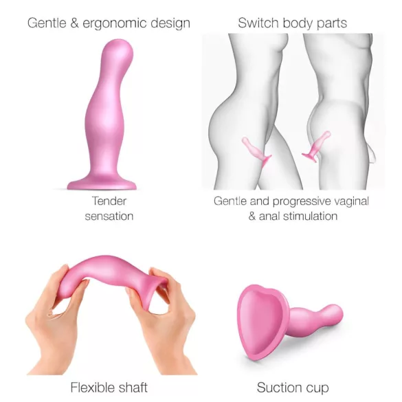 Strap-on-me Curvy S - bølget dildo med sugekopp (rosa)