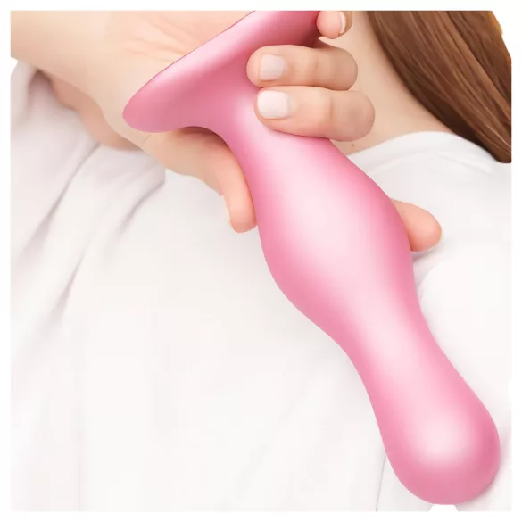 Strap-on-me Curvy S - bølget dildo med sugekopp (rosa)