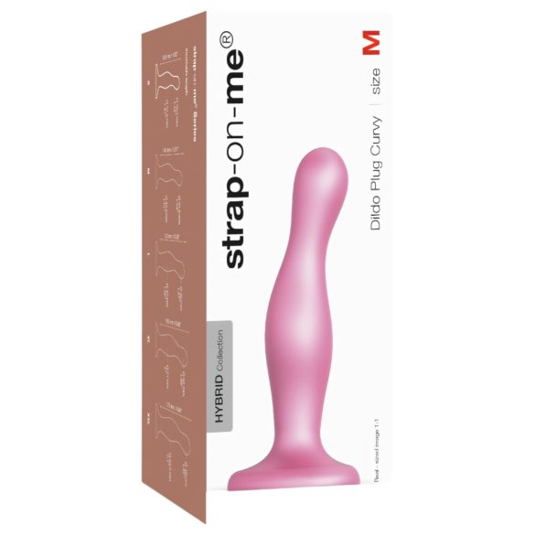 Strap-on-me Curvy M - bølget dildo med sugekopp (rosa)