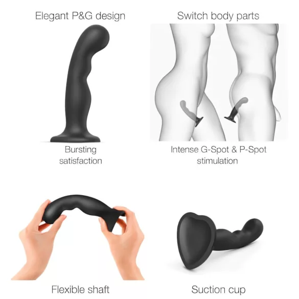 Strap-on-me P&G S - bøyd dildo med sugekopp (svart)
