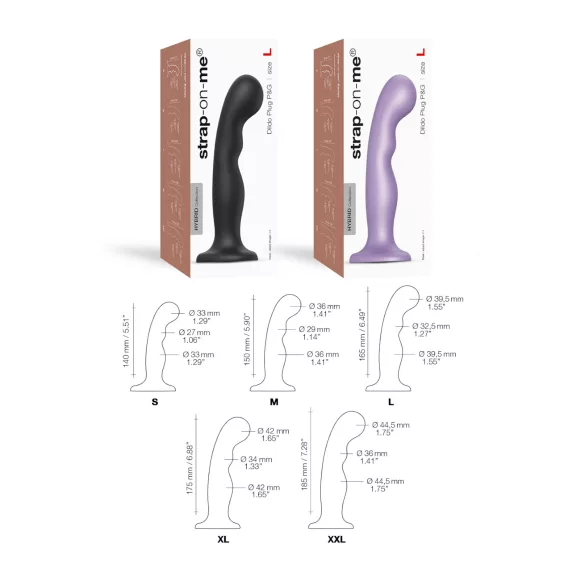 Strap-on-me P&G L - bøyd sugekopp dildo (svart)