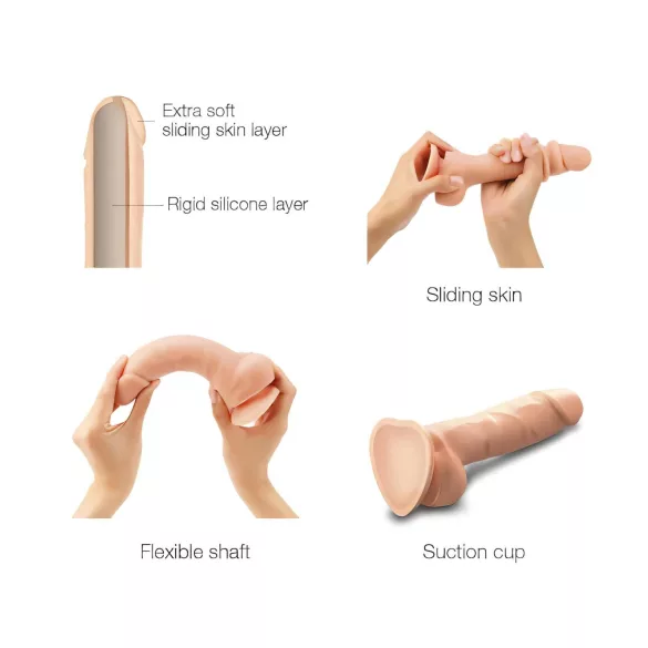 Strap-on-me S - Dobbeltsjikts sugekoppdildo (naturlig)