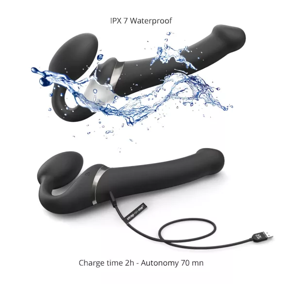 Strap-on-me S - påsettbar, luftbølgevibrator - (svart)
