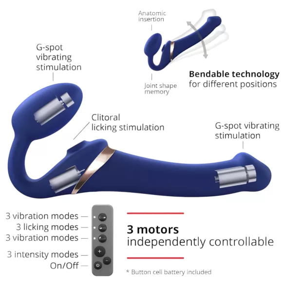 Strap-on-me M - festepåbar luftbølgevibrator (blå)